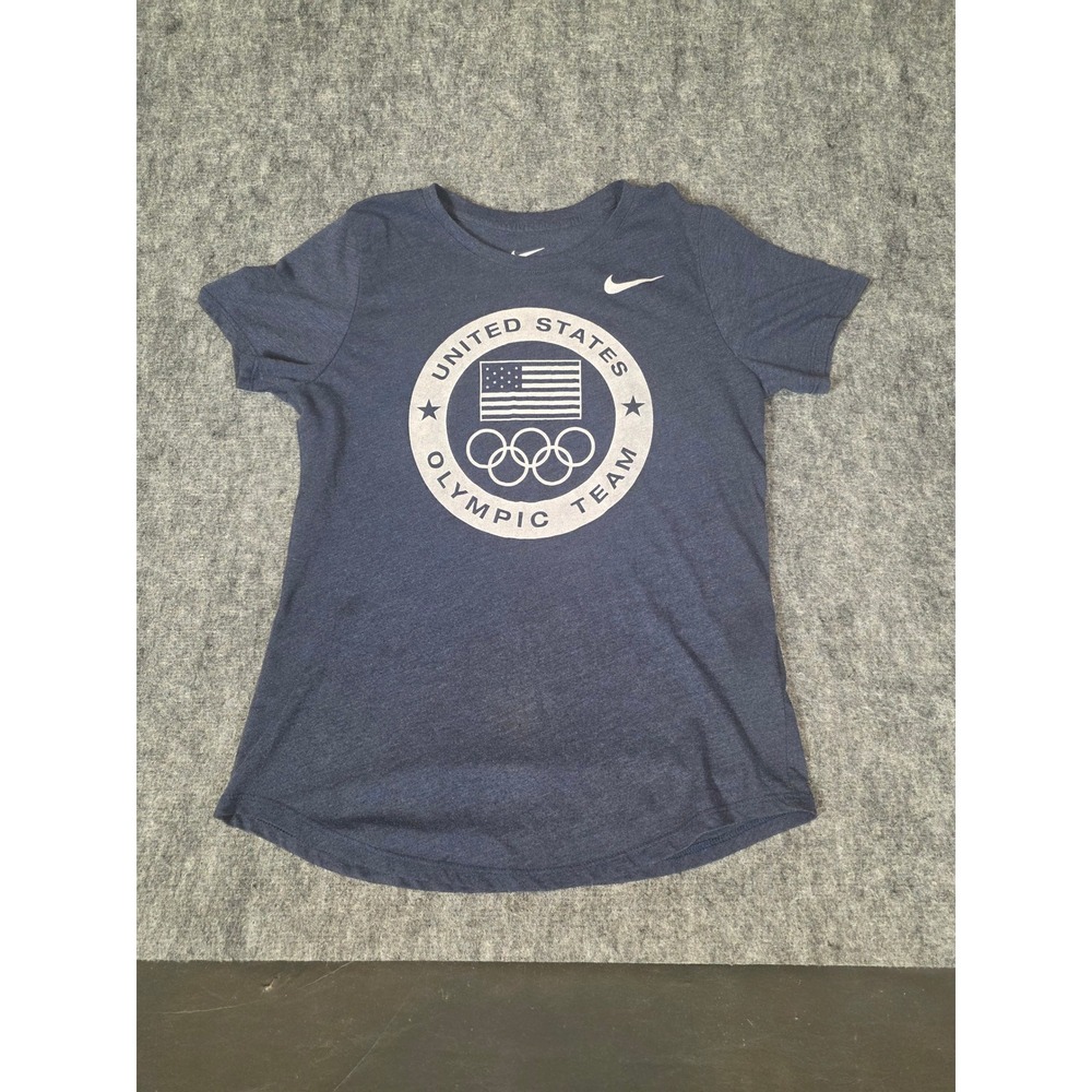Nike Womens M Shirt Navy Dri-FIT Team USA Olympic Graphic Tee Short Sleeve